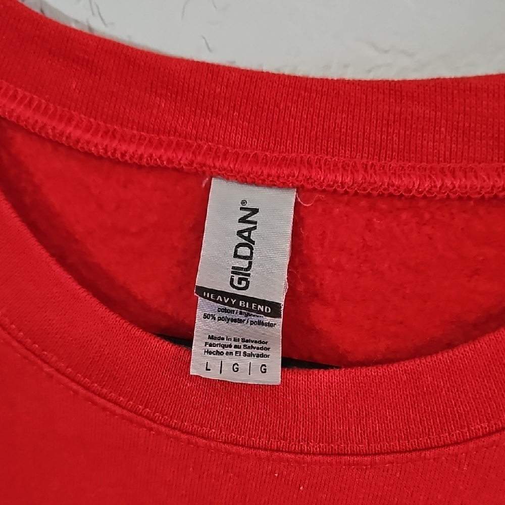 Gildan Red "Go Taylor's Boyfriend" Graphic Crewneck Sweater, Womens Large - Picture 3 of 5